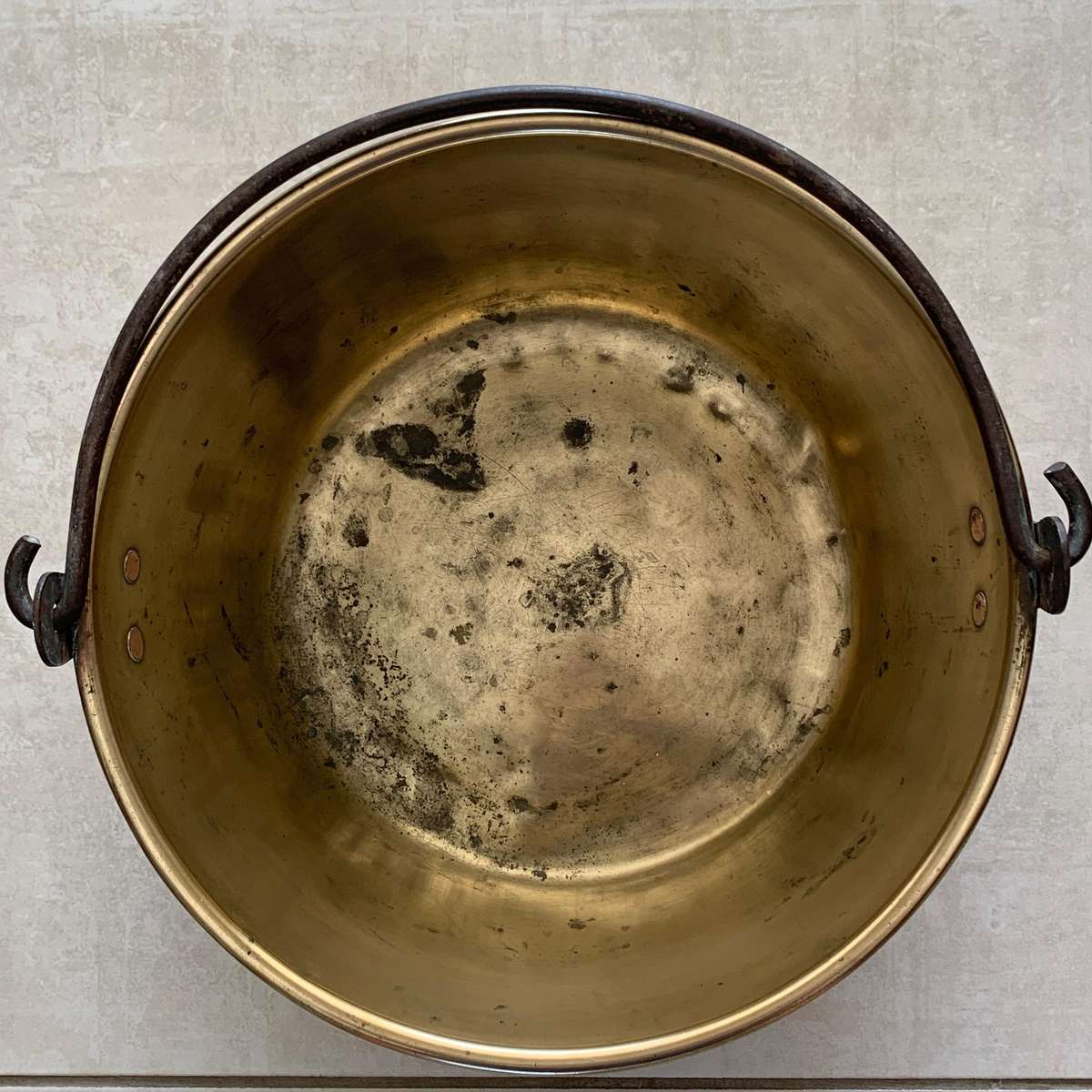 Large Antique Brass & Iron Jam Pot