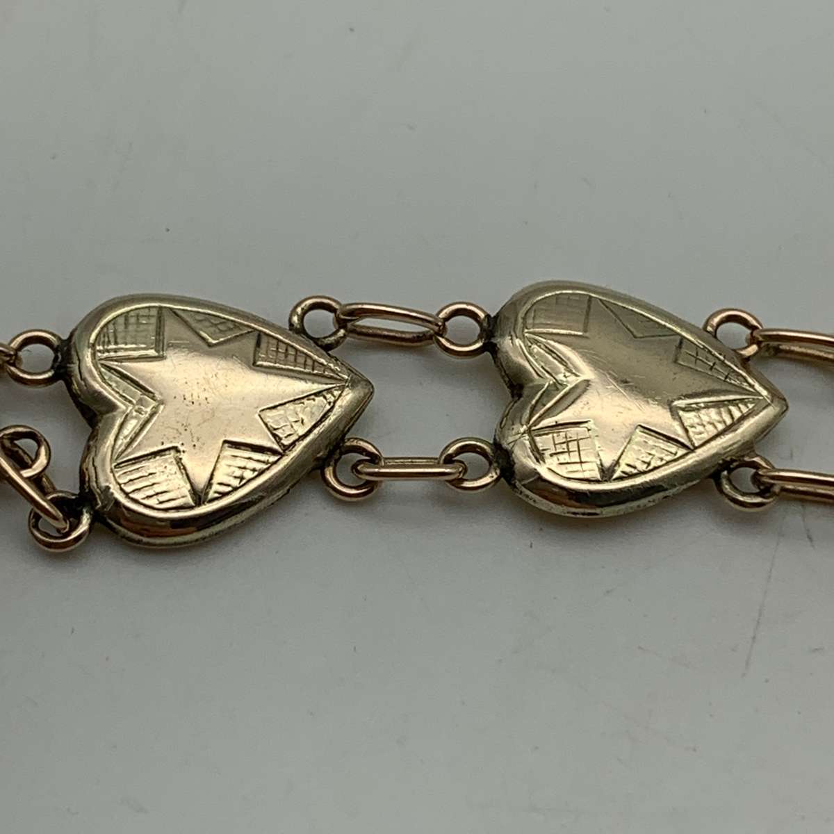 Early 9ct Rose Gold 'Heart Link' Bracelet