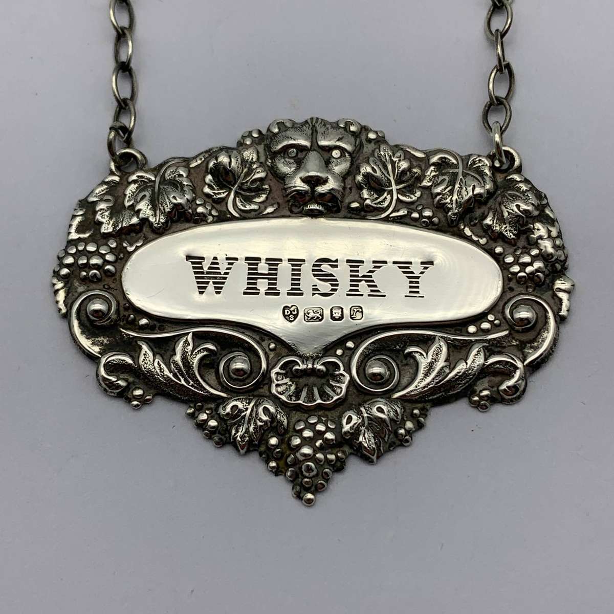 Vintage Solid Silver 'WHISKY' Decanter Label