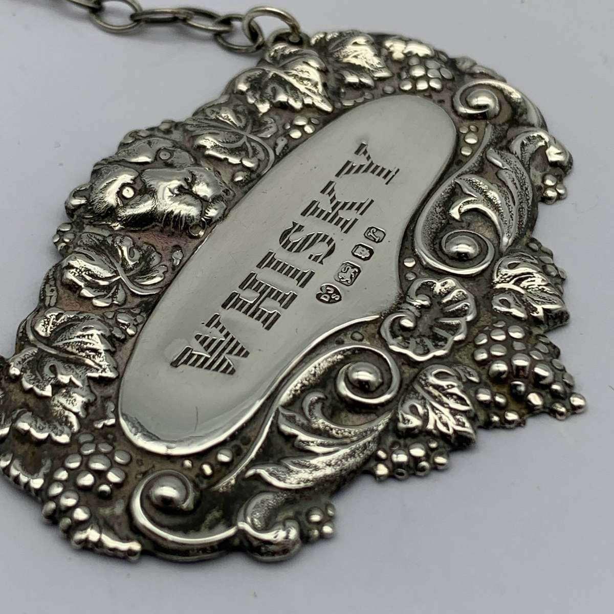 Vintage Solid Silver 'WHISKY' Decanter Label