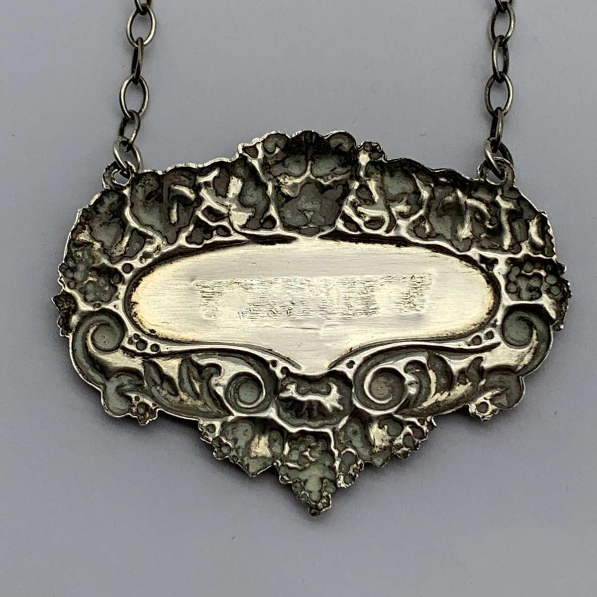 Vintage Solid Silver 'WHISKY' Decanter Label