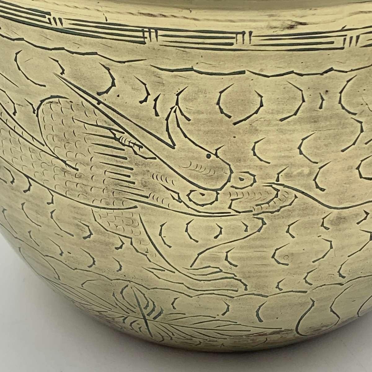 Large Vintage Chinese Brass Planter (Signed)