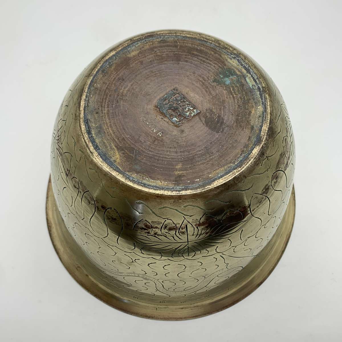 Large Vintage Chinese Brass Planter (Signed)