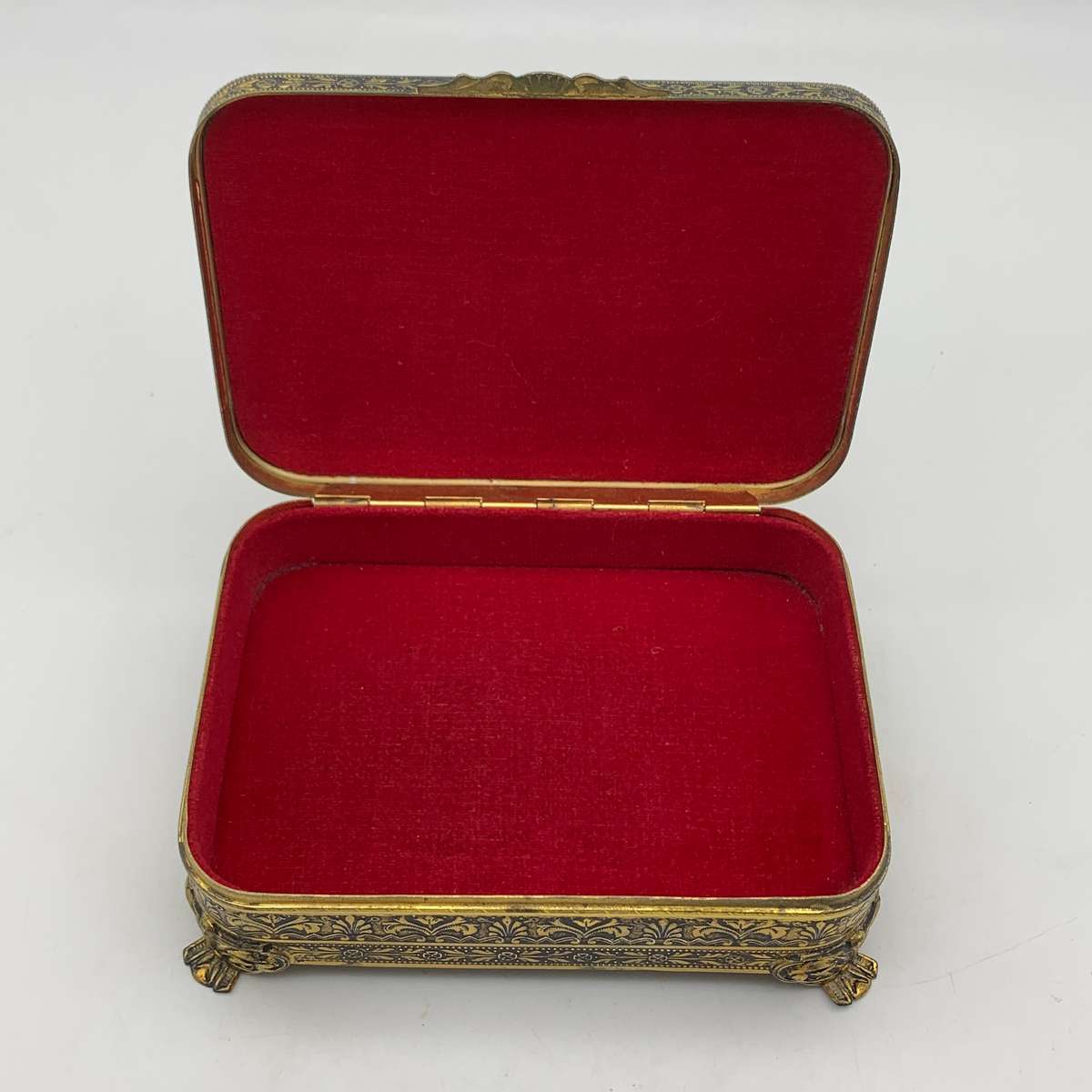Vintage Brass & Petit Point Jewellery Box