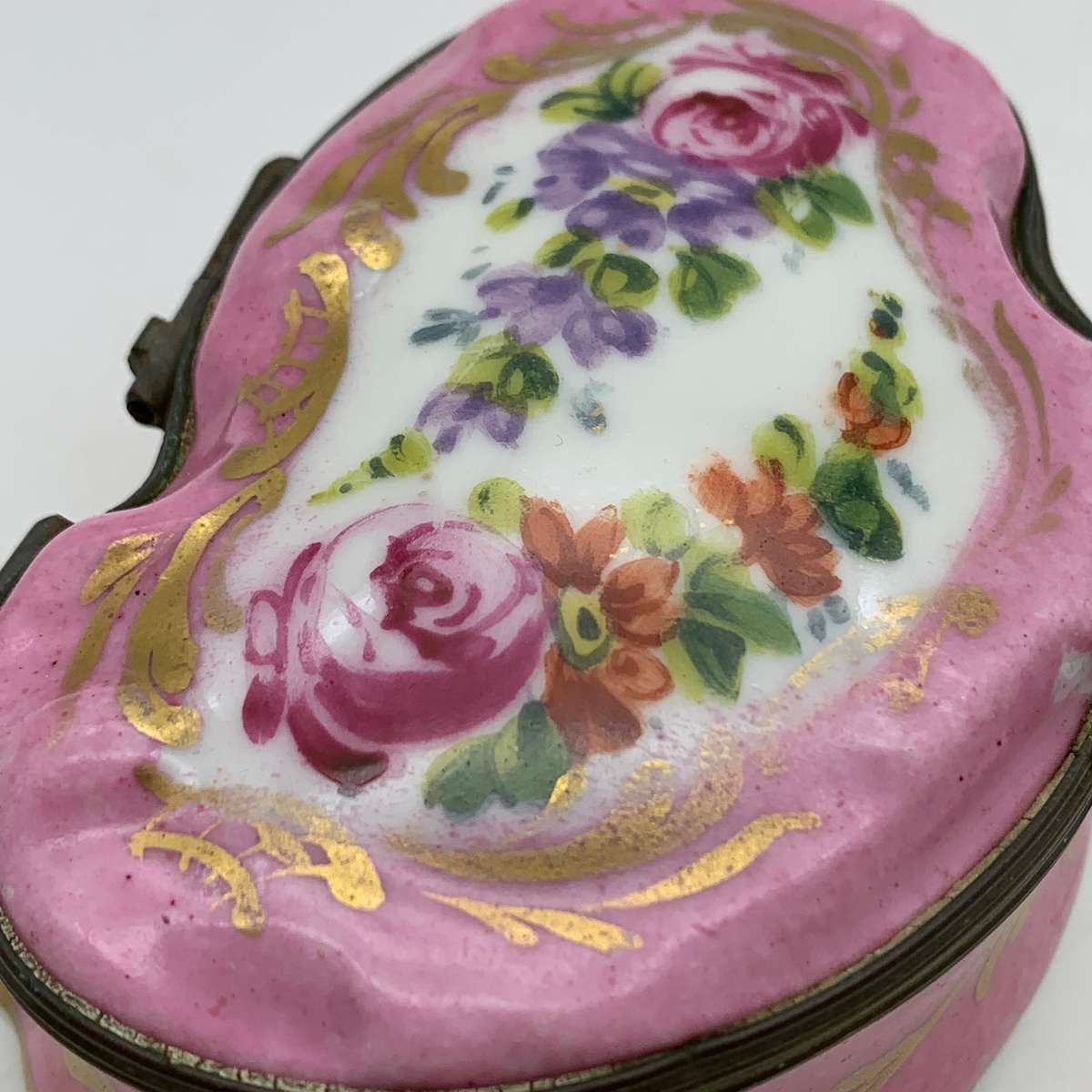 Early Hand-Painted Porcelain Trinket Box