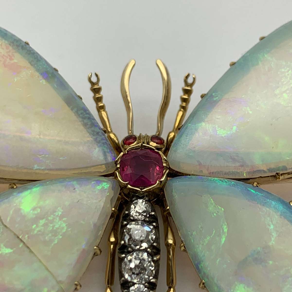 Victorian Gold, Opal, Diamond & Ruby 'Butterfly' Brooch