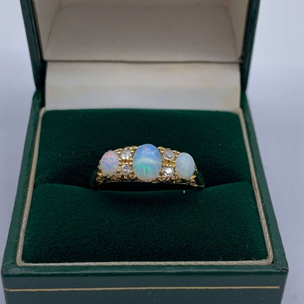 Antique 18ct Gold, Opal & Diamond Ring