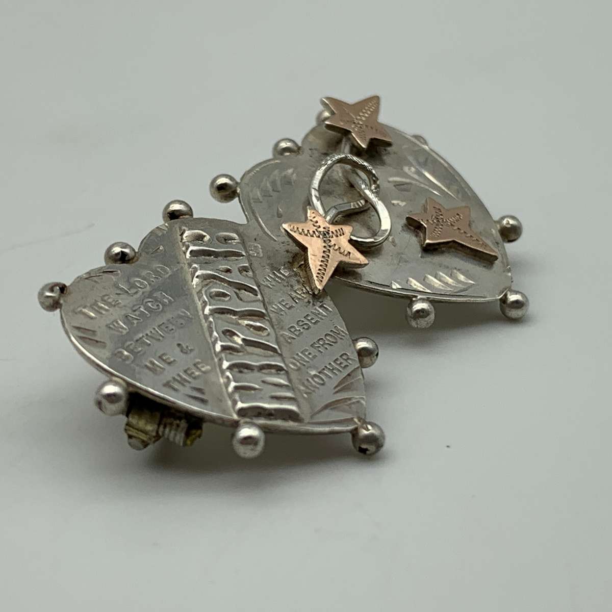 Antique Silver Double-Heart 'Mizpah' Brooch (1914)