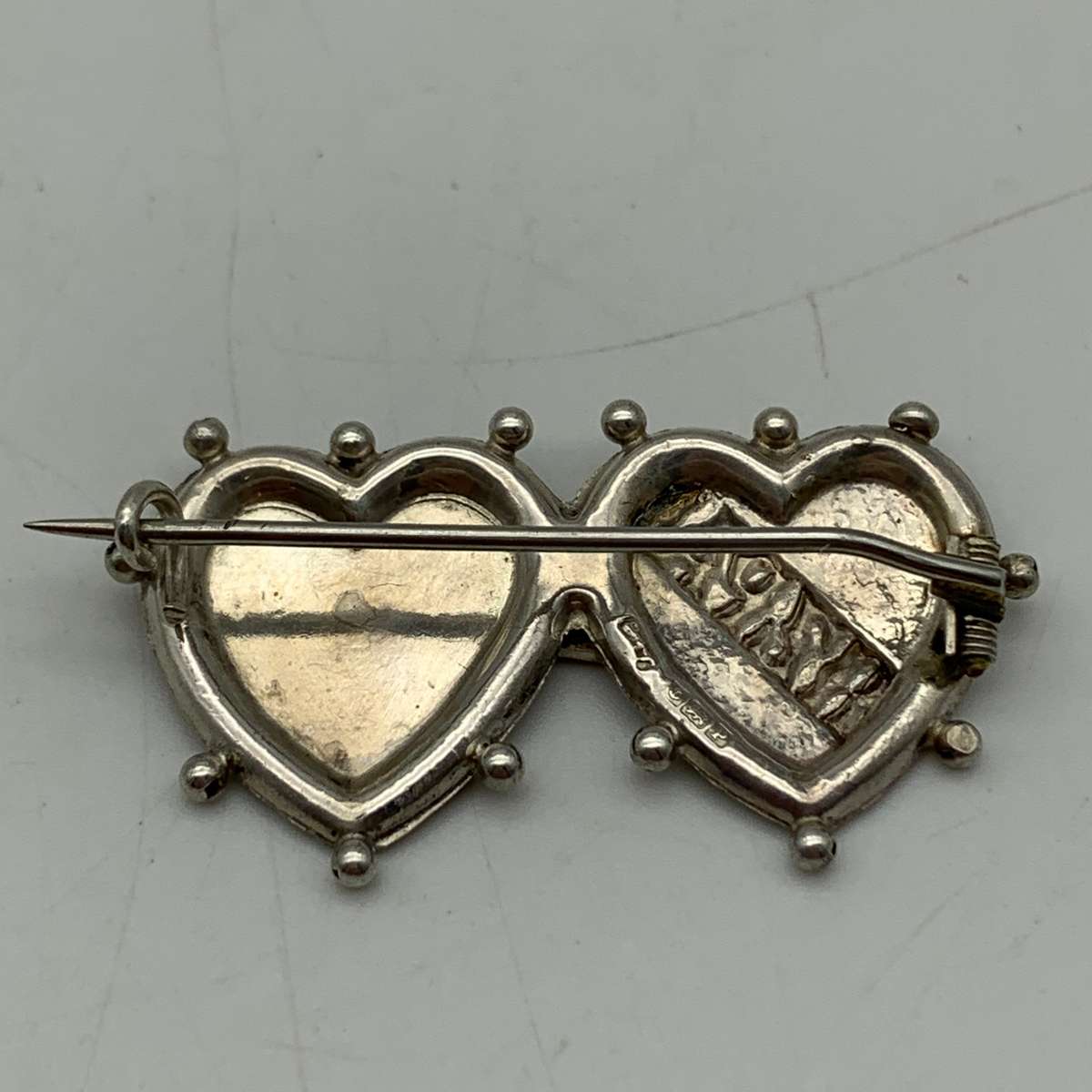 Antique Silver Double-Heart 'Mizpah' Brooch (1914)