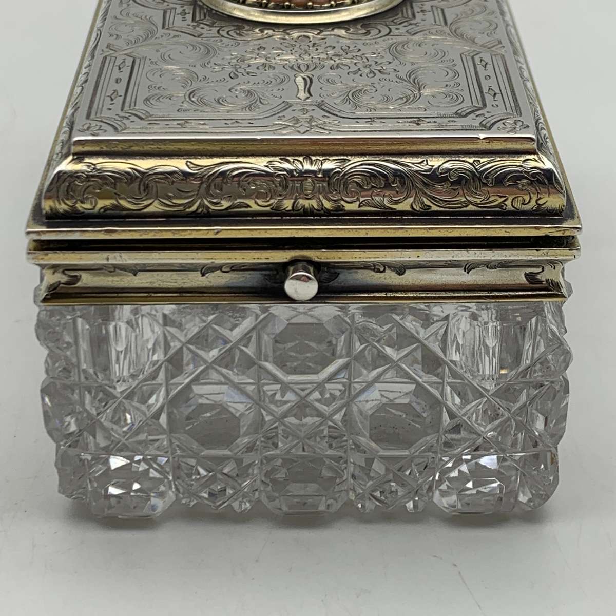 Fabulous Silver Gilt & Coral, Crystal Vanity Hinged Box (1866)