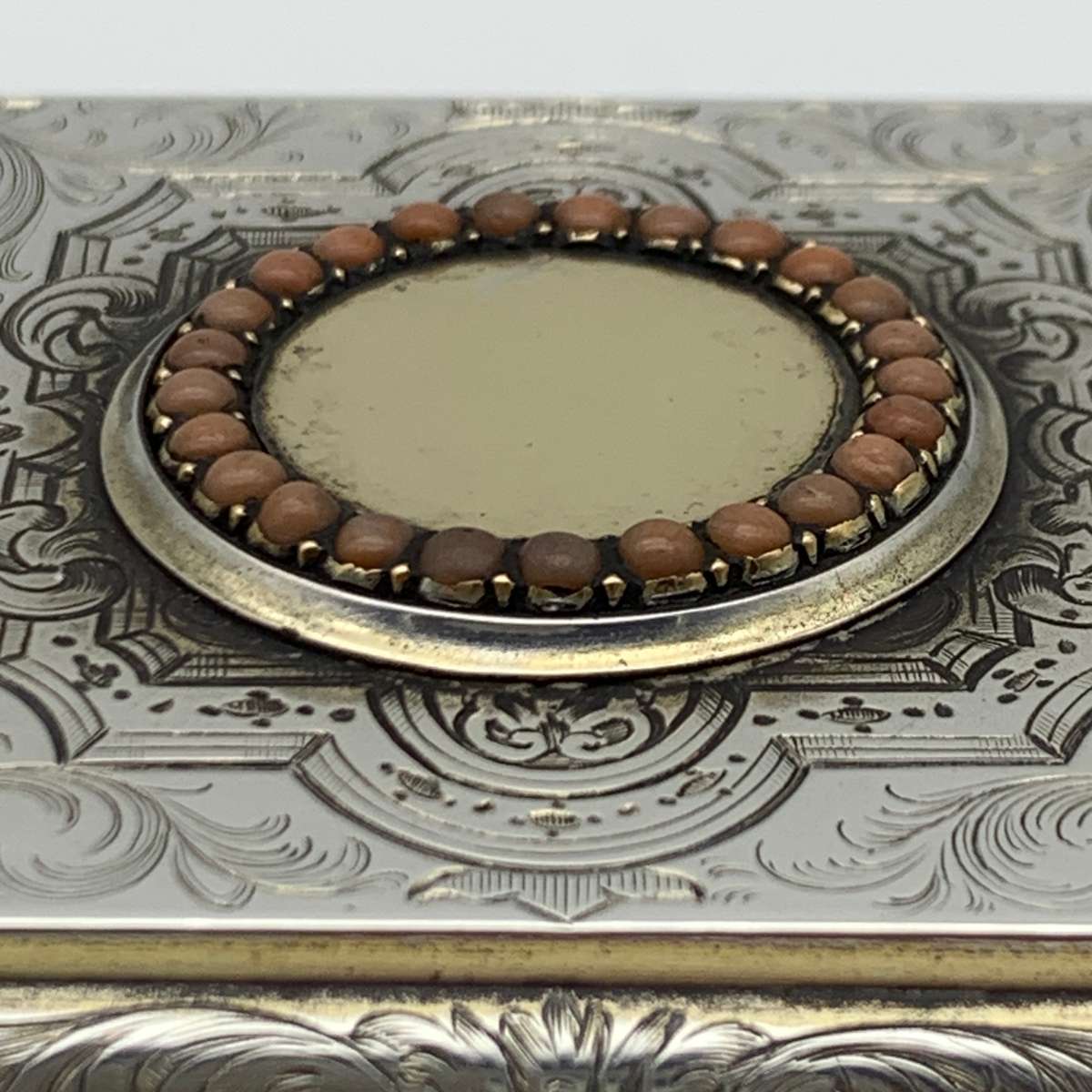 Fabulous Silver Gilt & Coral, Crystal Vanity Hinged Box (1866)