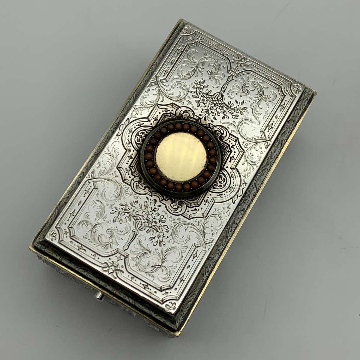 Fabulous Silver Gilt & Coral, Crystal Vanity Hinged Box (1866)