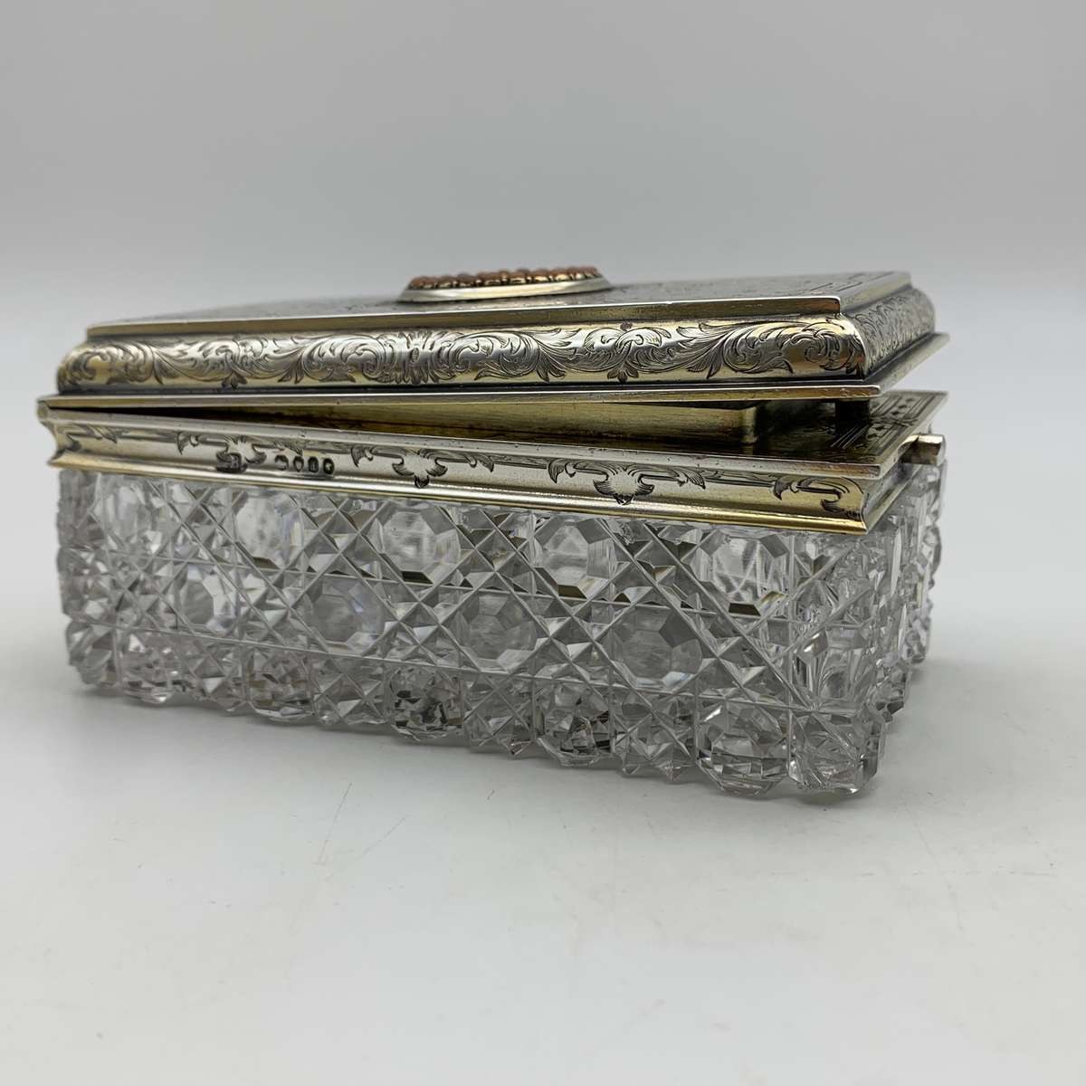 Fabulous Silver Gilt & Coral, Crystal Vanity Hinged Box (1866)