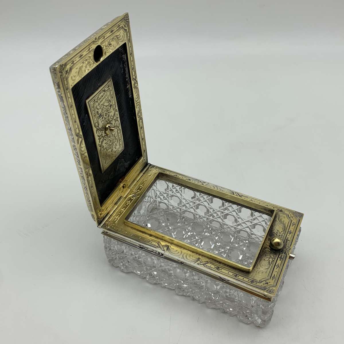 Fabulous Silver Gilt & Coral, Crystal Vanity Hinged Box (1866)