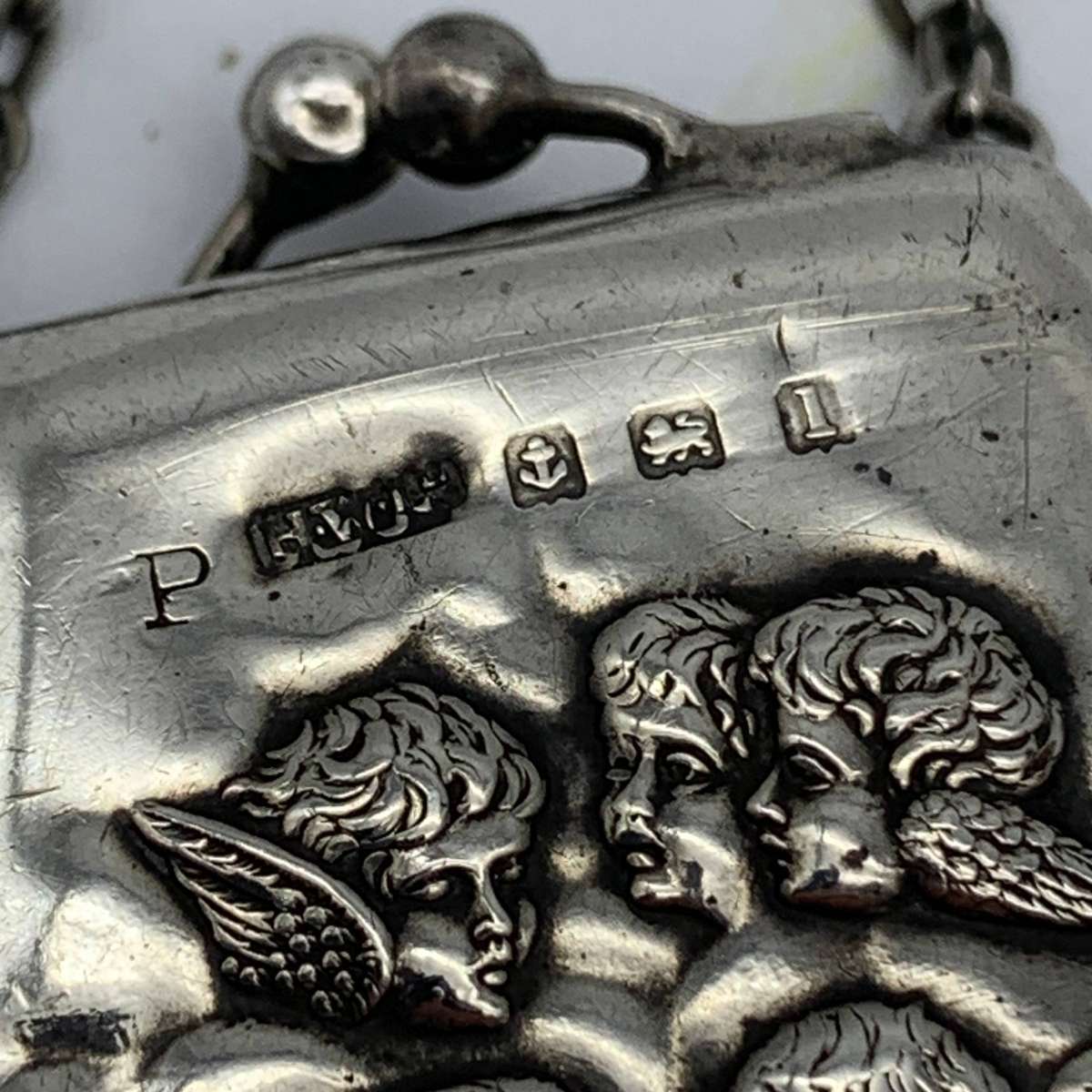 Antique Silver 'Cherubs' Chatelaine Purse