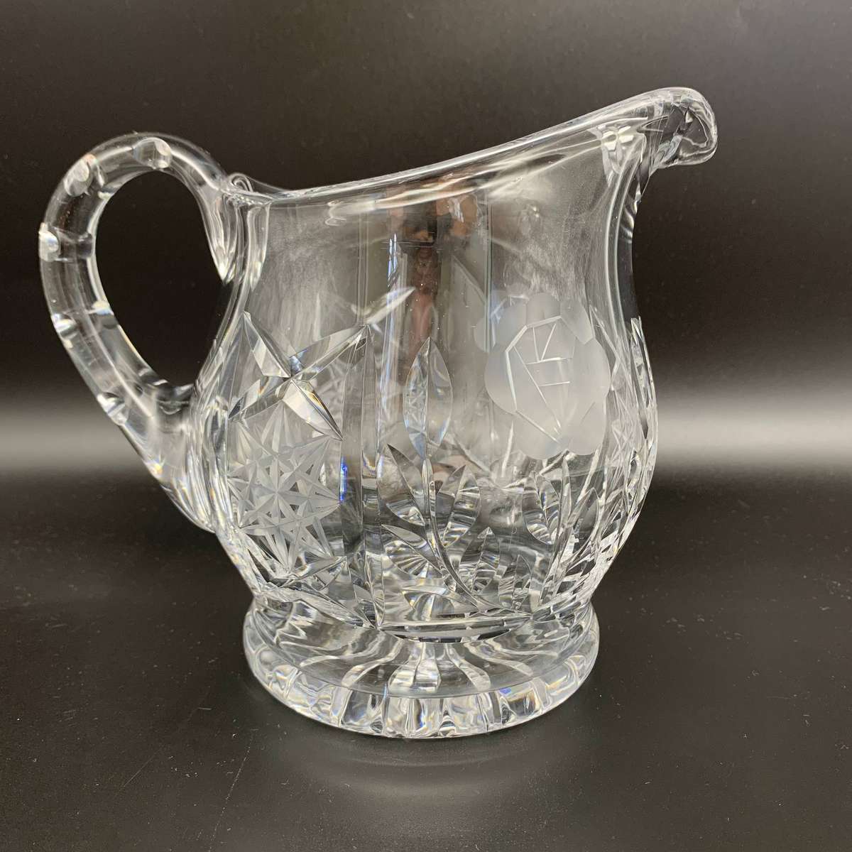 Large Quality Rose-Cut Crystal Water Jug