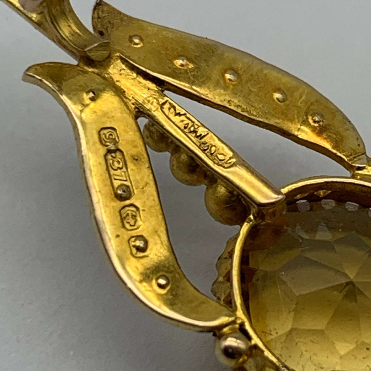 Antique Gold, Citrine & Seed Pearl Brooch