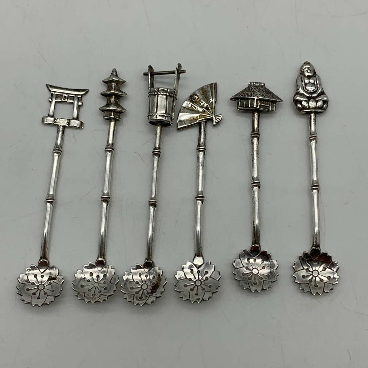Six Small Vintage 'Japanese' Sterling Silver Spoons