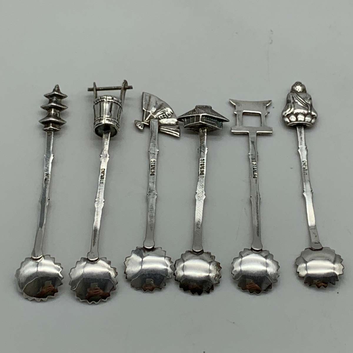 Six Small Vintage 'Japanese' Sterling Silver Spoons
