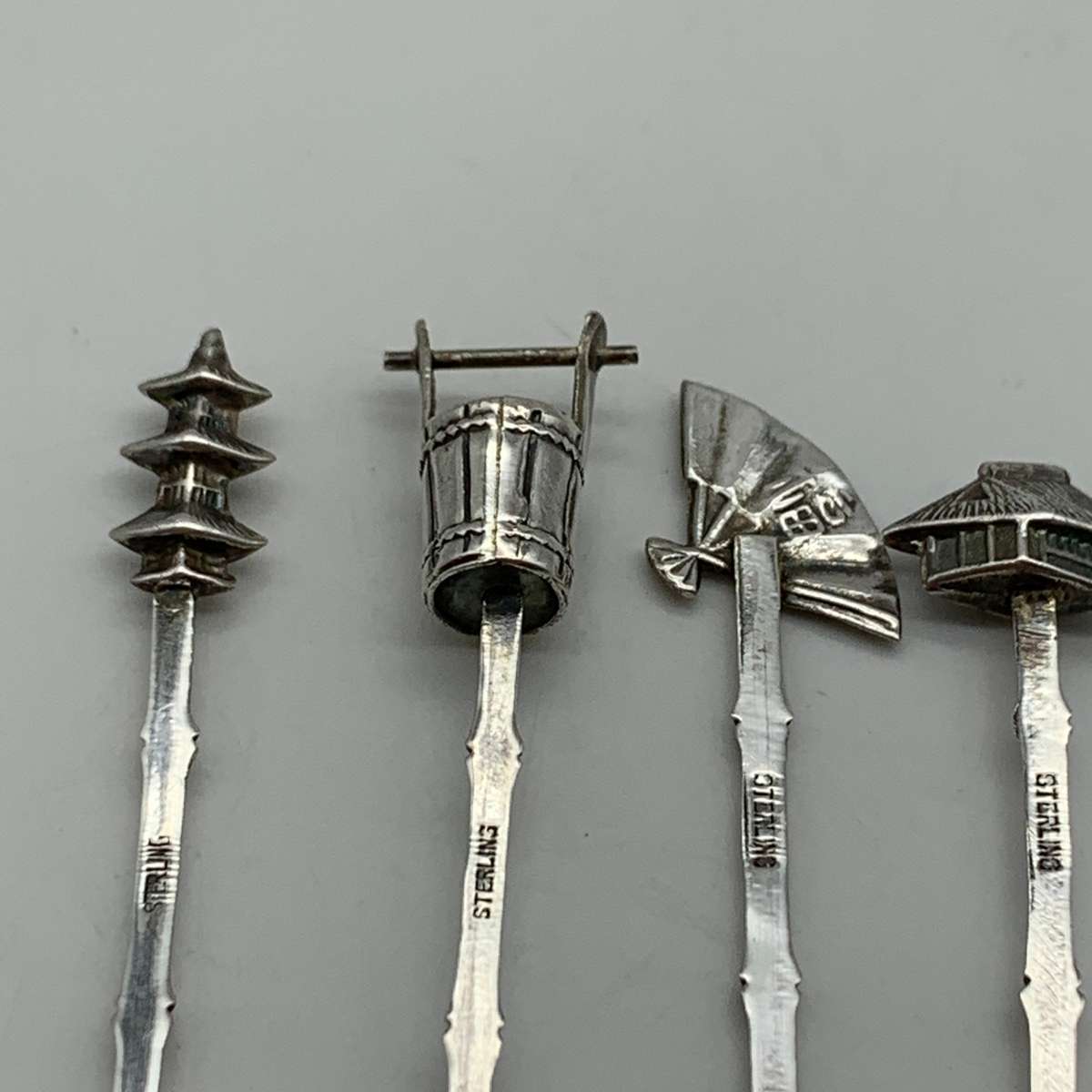 Six Small Vintage 'Japanese' Sterling Silver Spoons