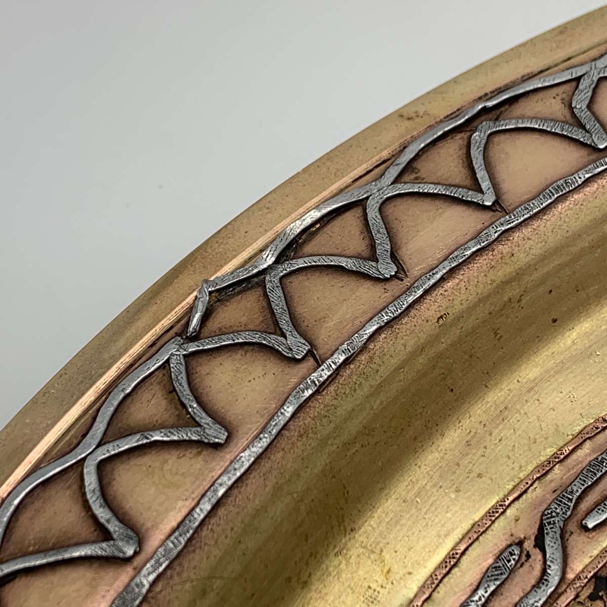 Large Antique Egyptian 'Cairo Ware' Brass, Silver & Copper Plate