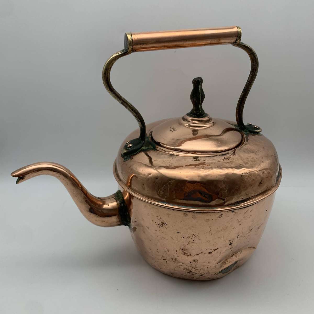 Large Antique Copper & Brass Kettle