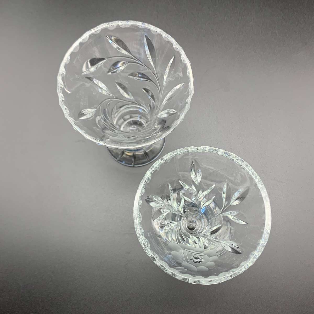 Early Small Pair Rose-Cut' Crystal Vases