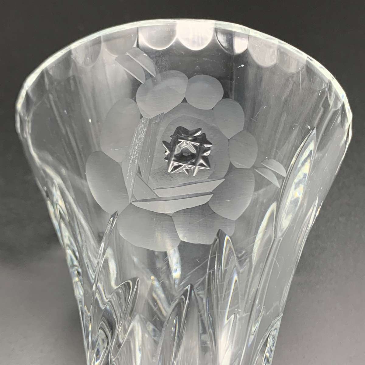 Early Small Pair Rose-Cut' Crystal Vases