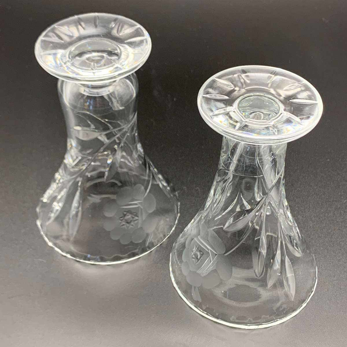 Early Small Pair Rose-Cut' Crystal Vases