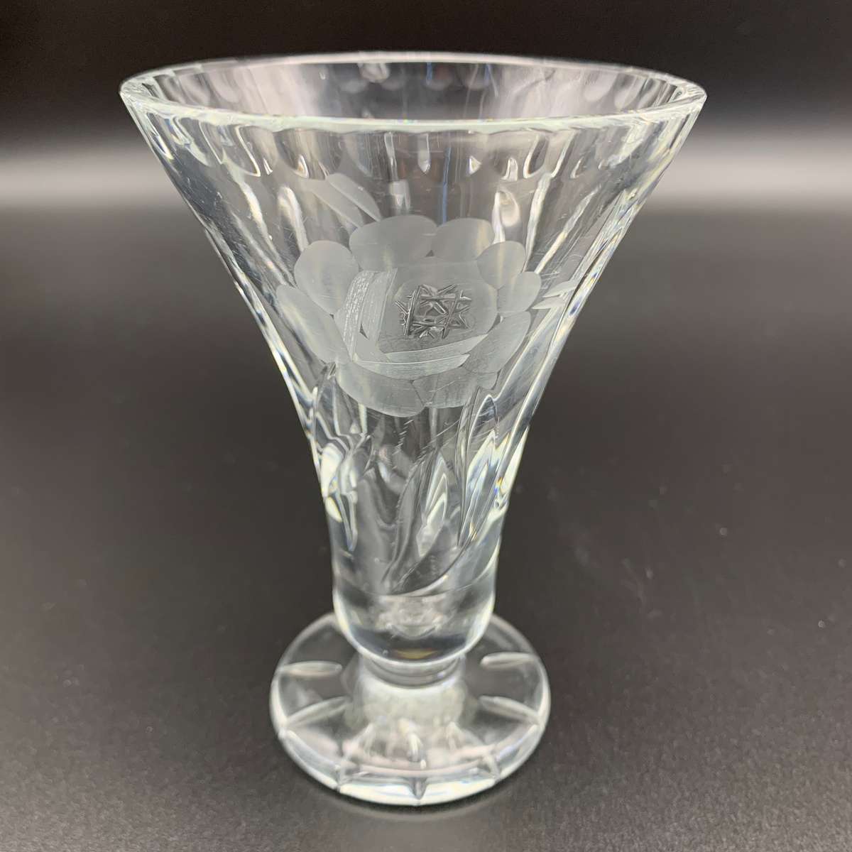 Early Small Pair Rose-Cut' Crystal Vases