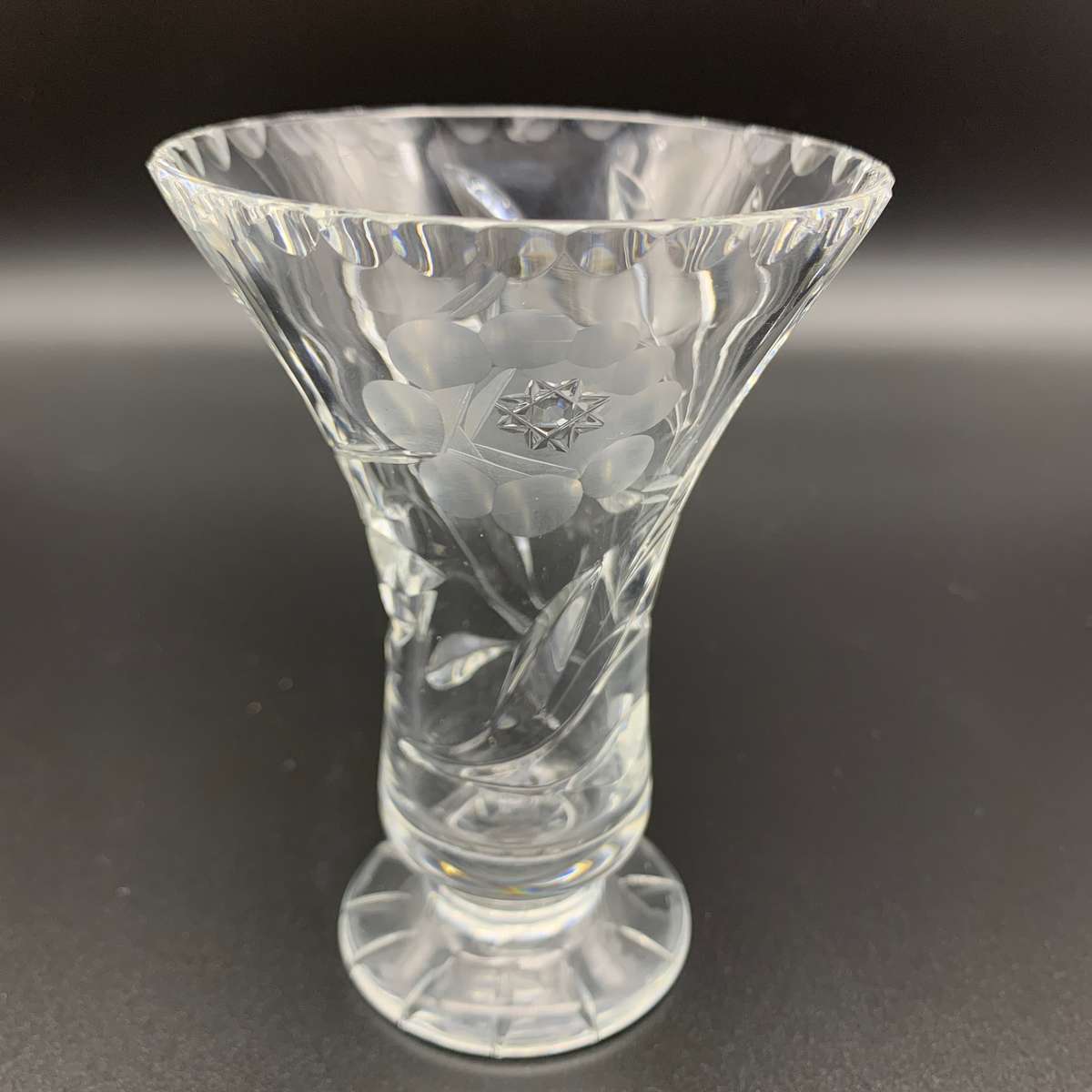 Early Small Pair Rose-Cut' Crystal Vases