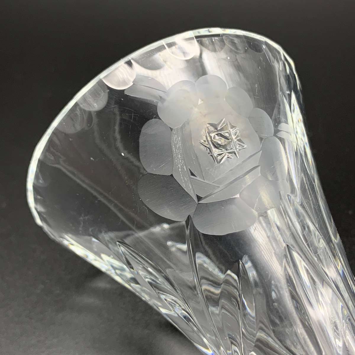 Early Small Pair Rose-Cut' Crystal Vases