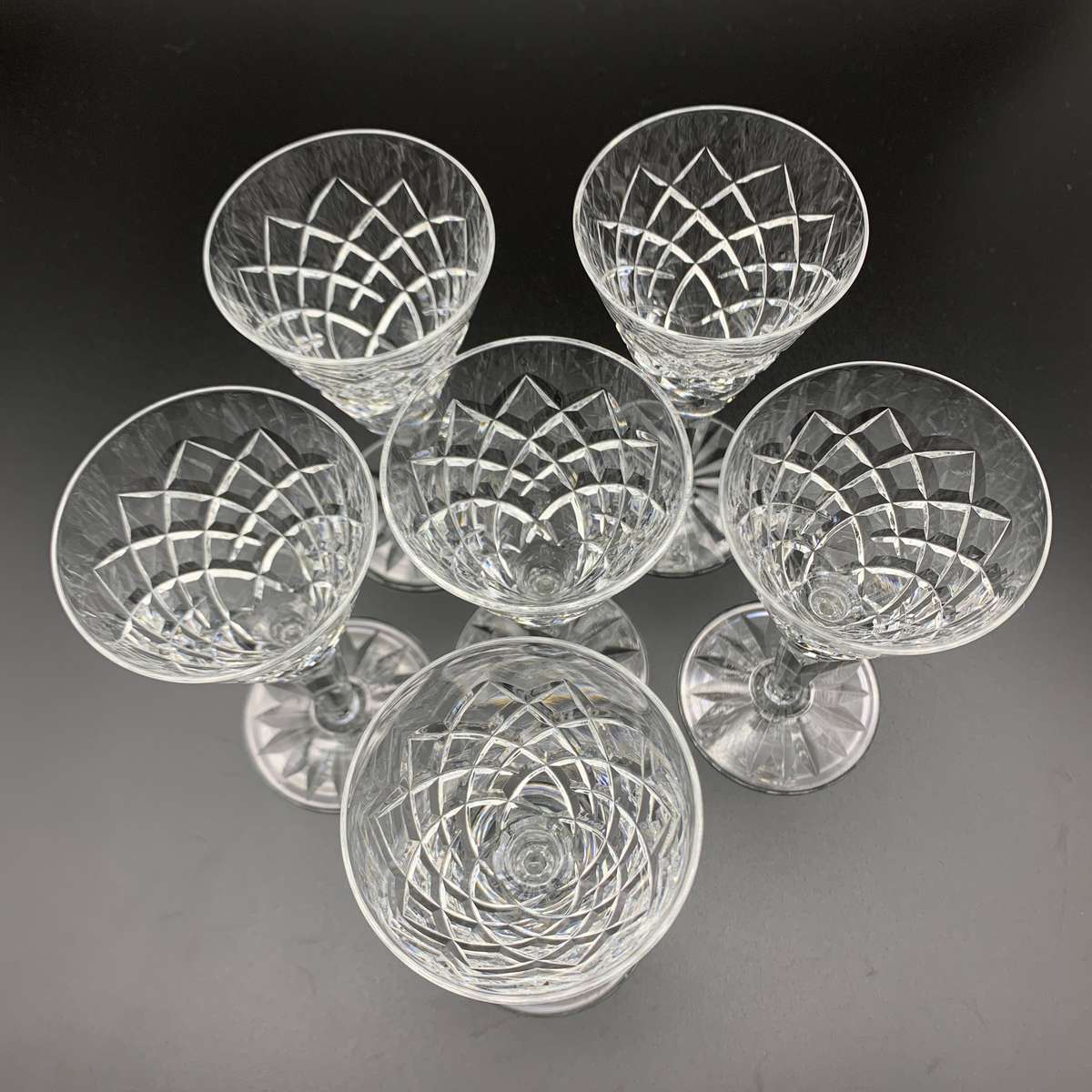 Six Waterford 'Tyrone' Crystal Sherry Glasses
