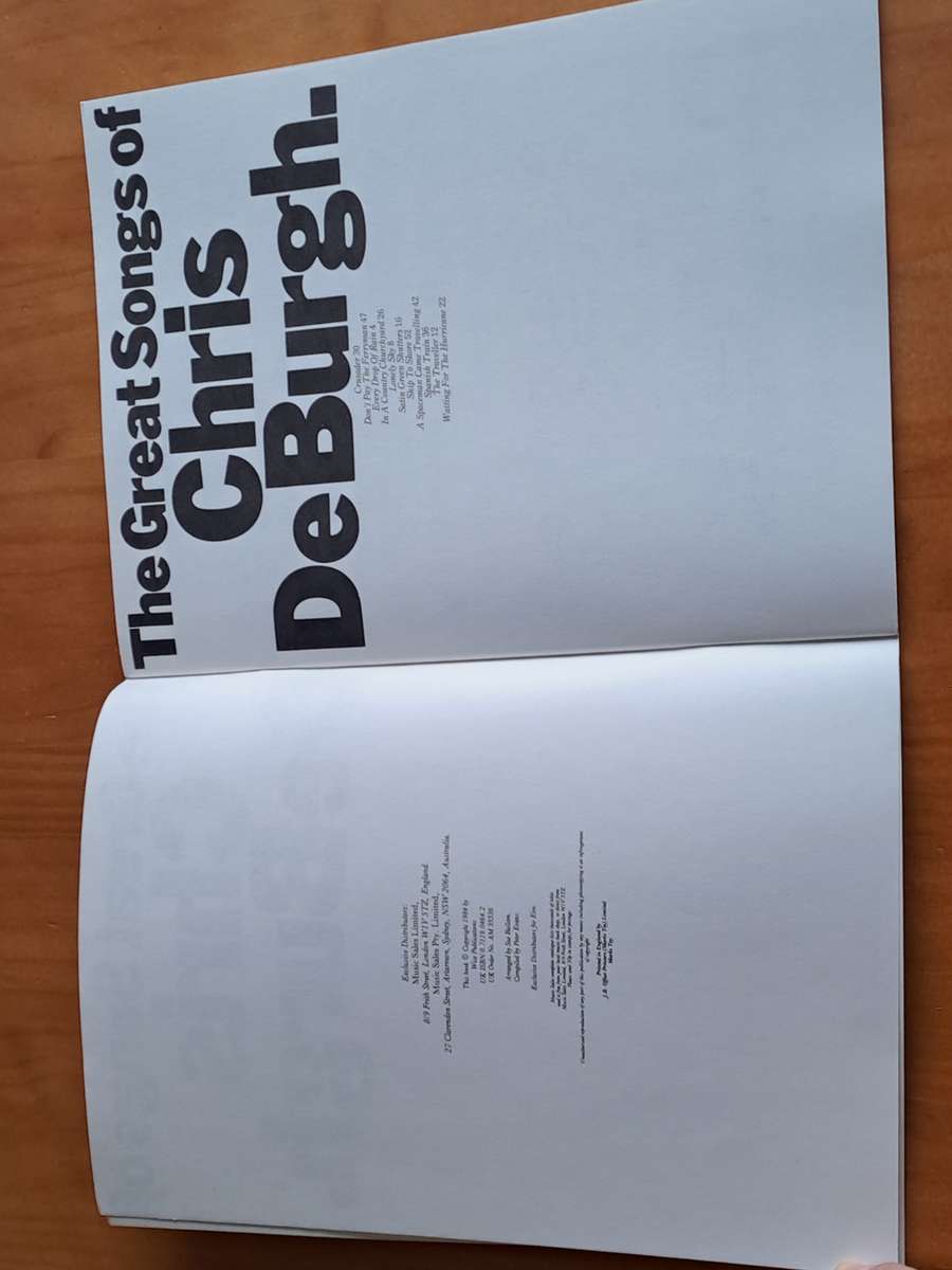 The Great Songs of Chris De Burgh (Piano Vocal Guitar) - by Denver John - 1984