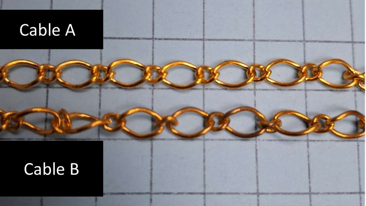 Cable A - Gold Tone Chain 130cm  - 8mm x 5mm -  no clasp