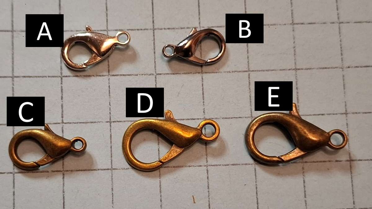 E  - Brass Lobster Claw Clasp - each