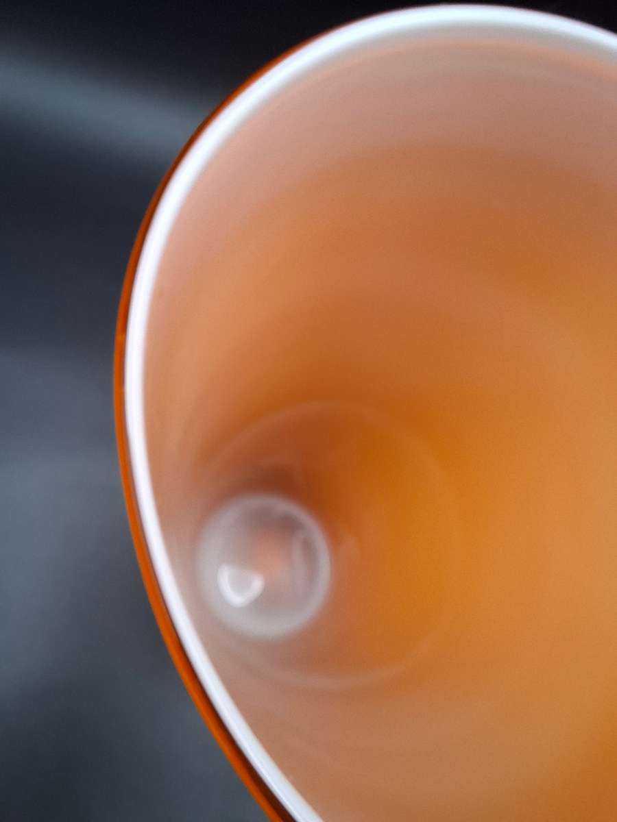 Retro Orange - Tall Conical Glass Vase with White Inner and Thick Clear Solid Base