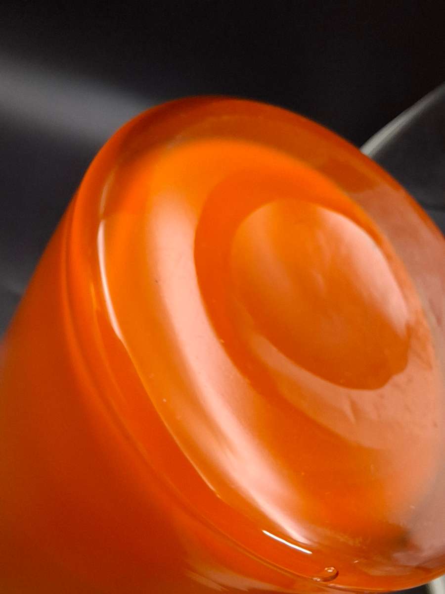 Retro Orange - Tall Conical Glass Vase with White Inner and Thick Clear Solid Base