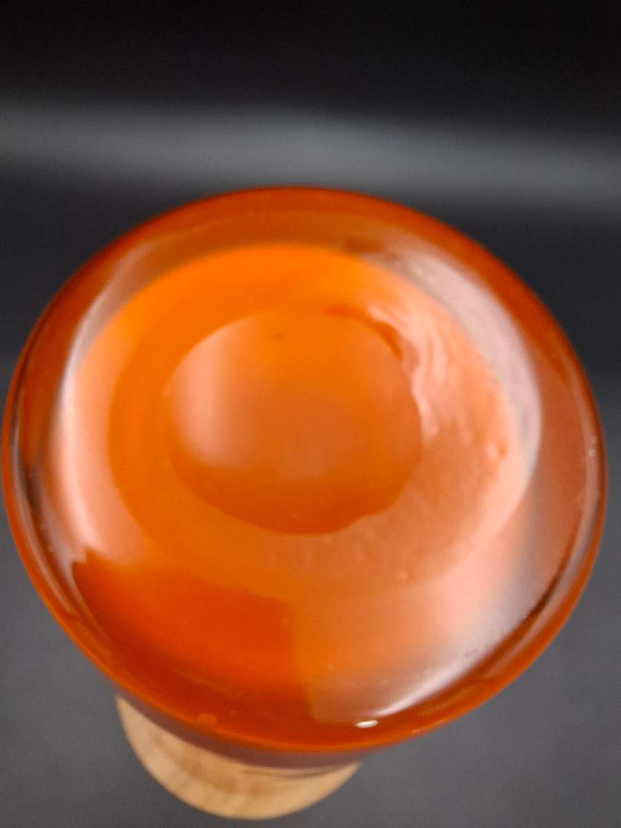 Retro Orange - Tall Conical Glass Vase with White Inner and Thick Clear Solid Base