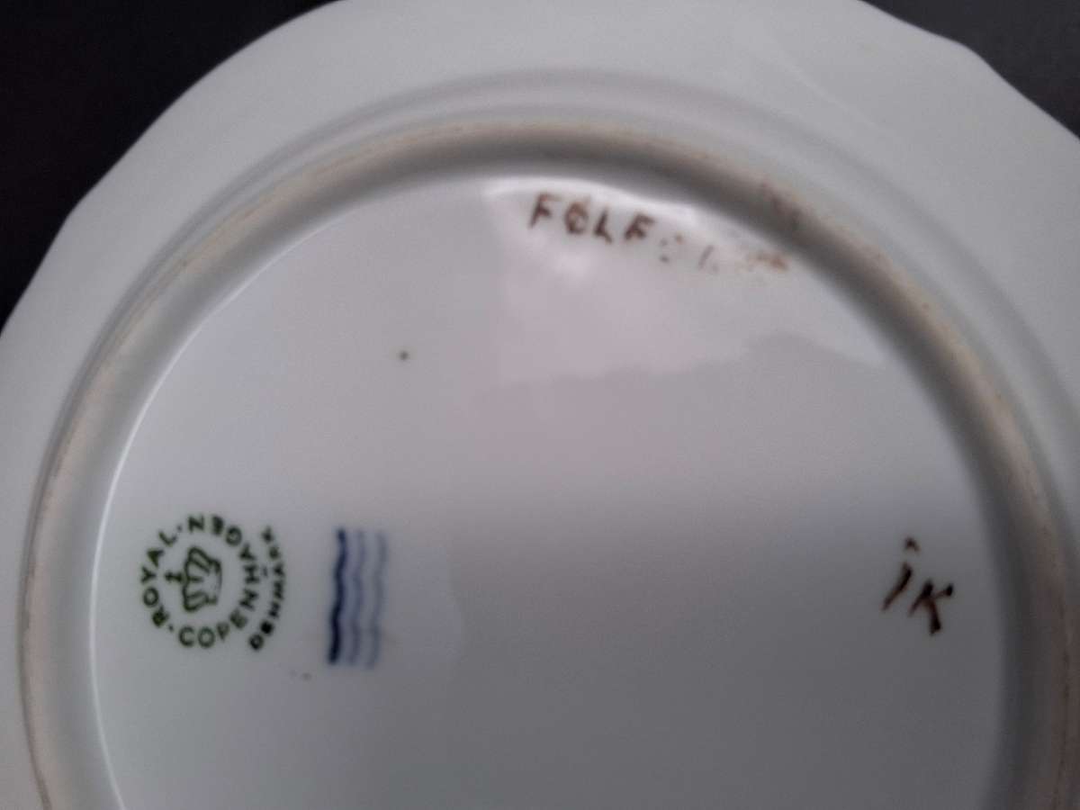 Vintage Royal Copenhagen Yellow Flora Danica Hand-Painted Trio with Gilded Rim