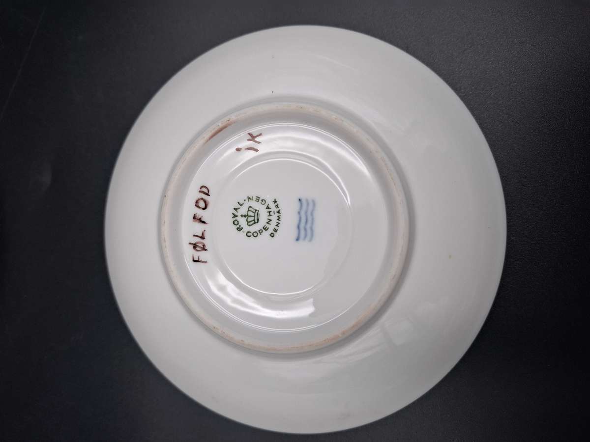 Vintage Royal Copenhagen Yellow Flora Danica Hand-Painted Trio with Gilded Rim