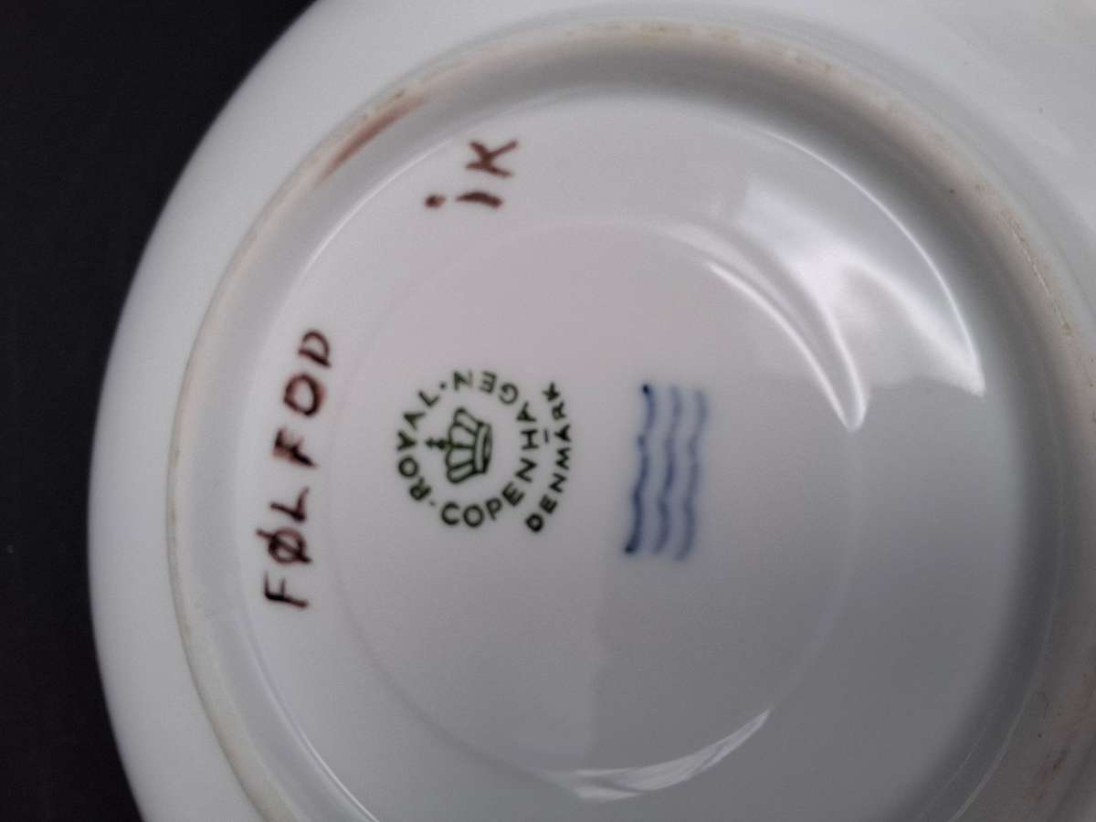 Vintage Royal Copenhagen Yellow Flora Danica Hand-Painted Trio with Gilded Rim