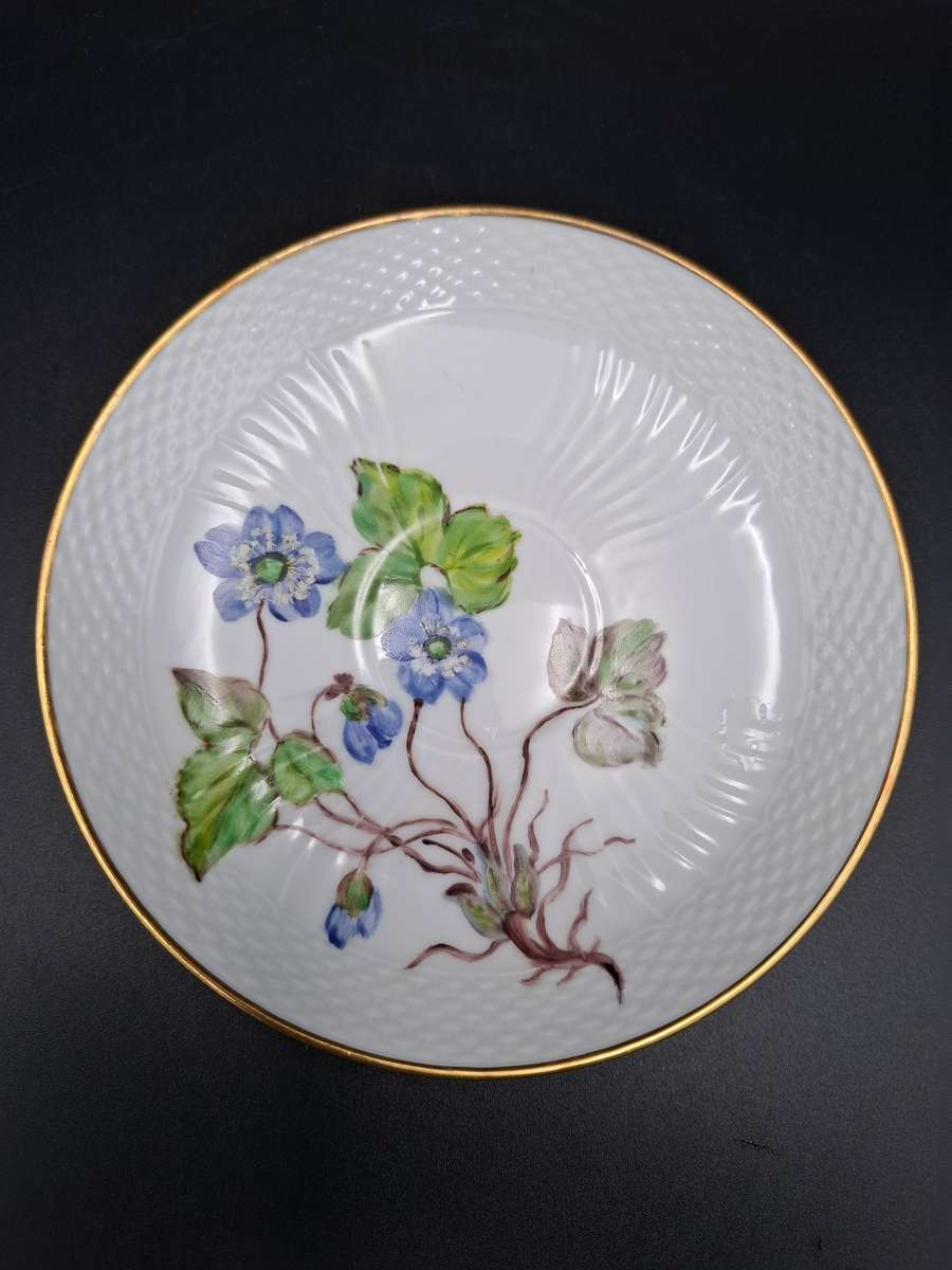 Vintage Royal Copenhagen Blue Flora Danica Hand-Painted Trio with Gild Trim
