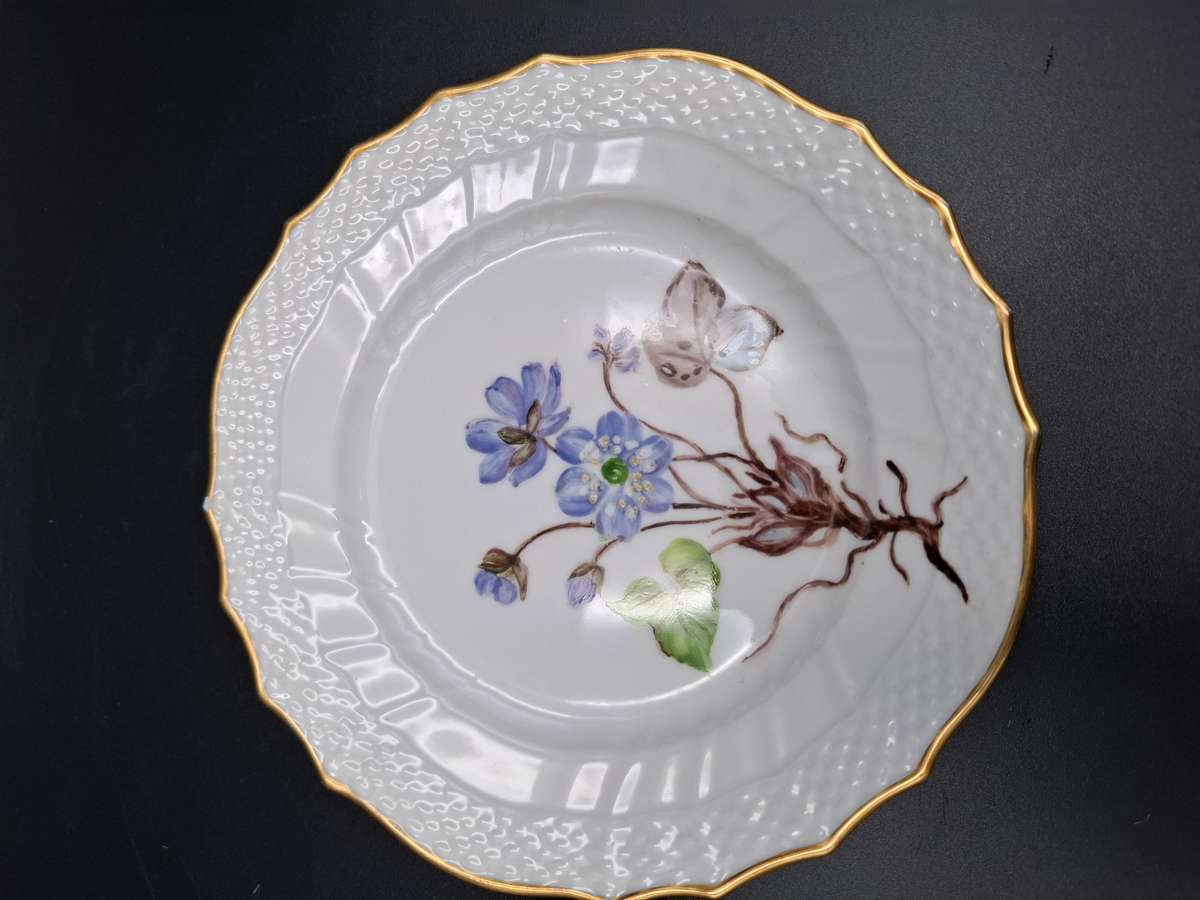 Vintage Royal Copenhagen Blue Flora Danica Hand-Painted Trio with Gild Trim