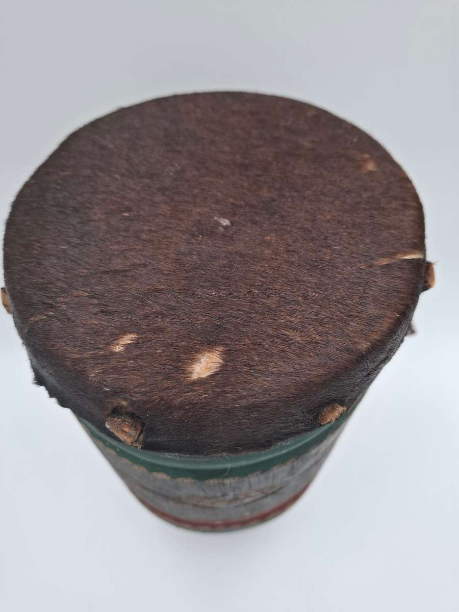 African Drum with stunning Carvings - Small with Rawhide top