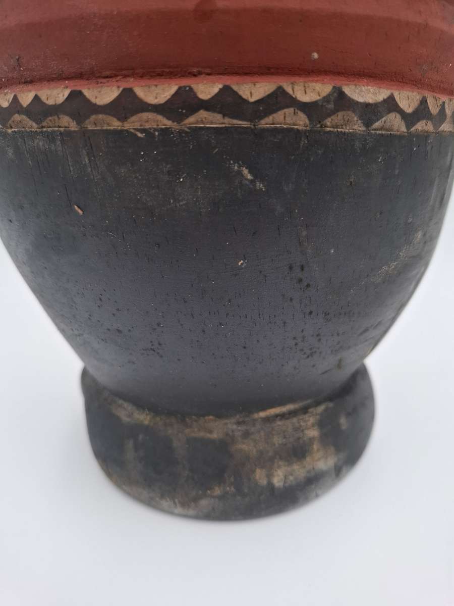 African Drum with stunning Carvings - Small with Rawhide top