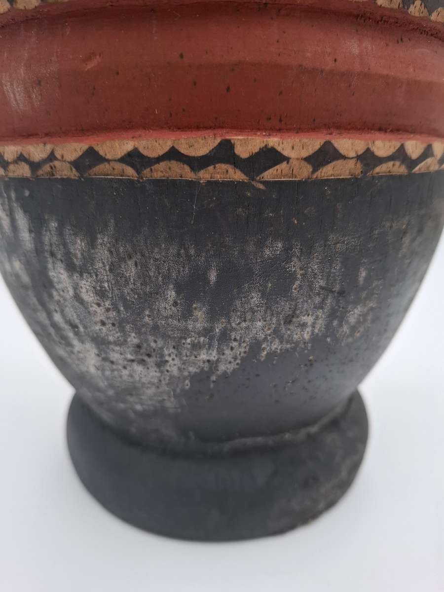 African Drum with stunning Carvings - Small with Rawhide top