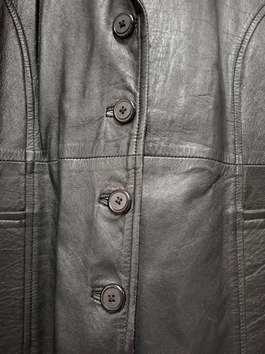 Vintage Genuine Leather Black Jacket - Ladies Size L - beautiful fit