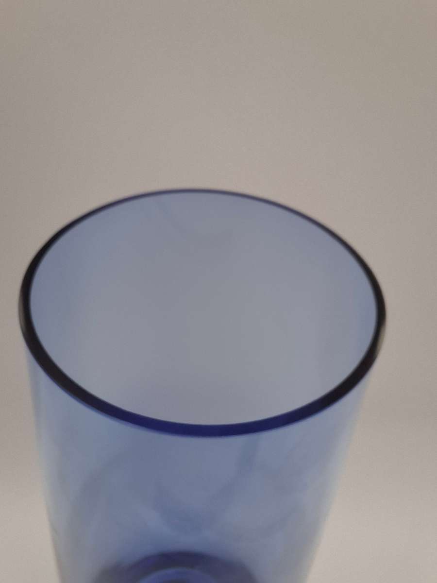 Mid Century Modern Cobalt Blue Ombre Handblown Vase - Tall - 40cm high - heavy base