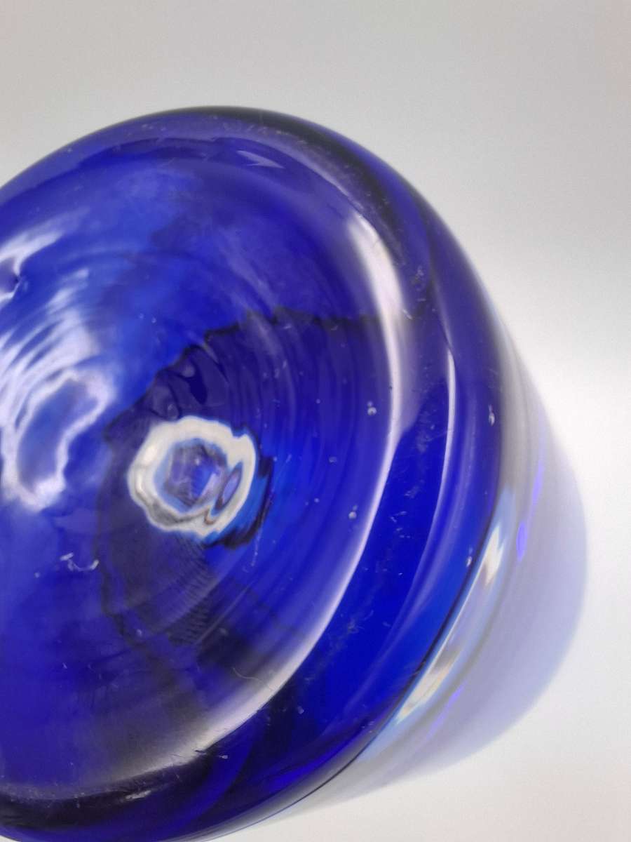 Mid Century Modern Cobalt Blue Ombre Handblown Vase - Tall - 40cm high - heavy base